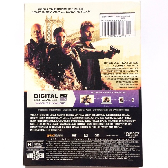 🦋 Extraction DVD 2015 Kellan Lutz Bruce Willis Gina Carano 031398237426 sealed - Picture 2 of 5